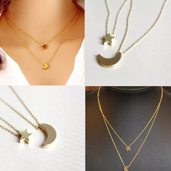 🎉5/$25🎉 Boho Star & Moon Multi Layered Necklace - Picture 5 of 8